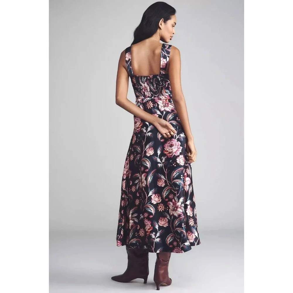 Maeve Anthropologie Jocelyn Sleeveless Slip Midi Dress Floral Med NWT Romantic - Picture 3 of 11